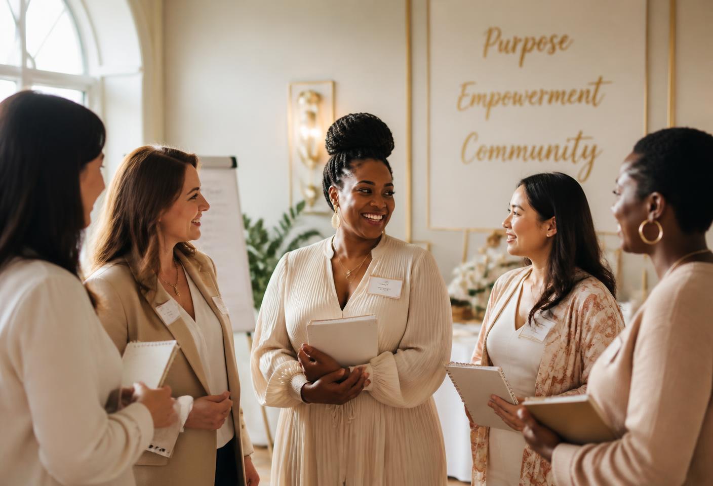 Women gathered together at a community leadership workshop
